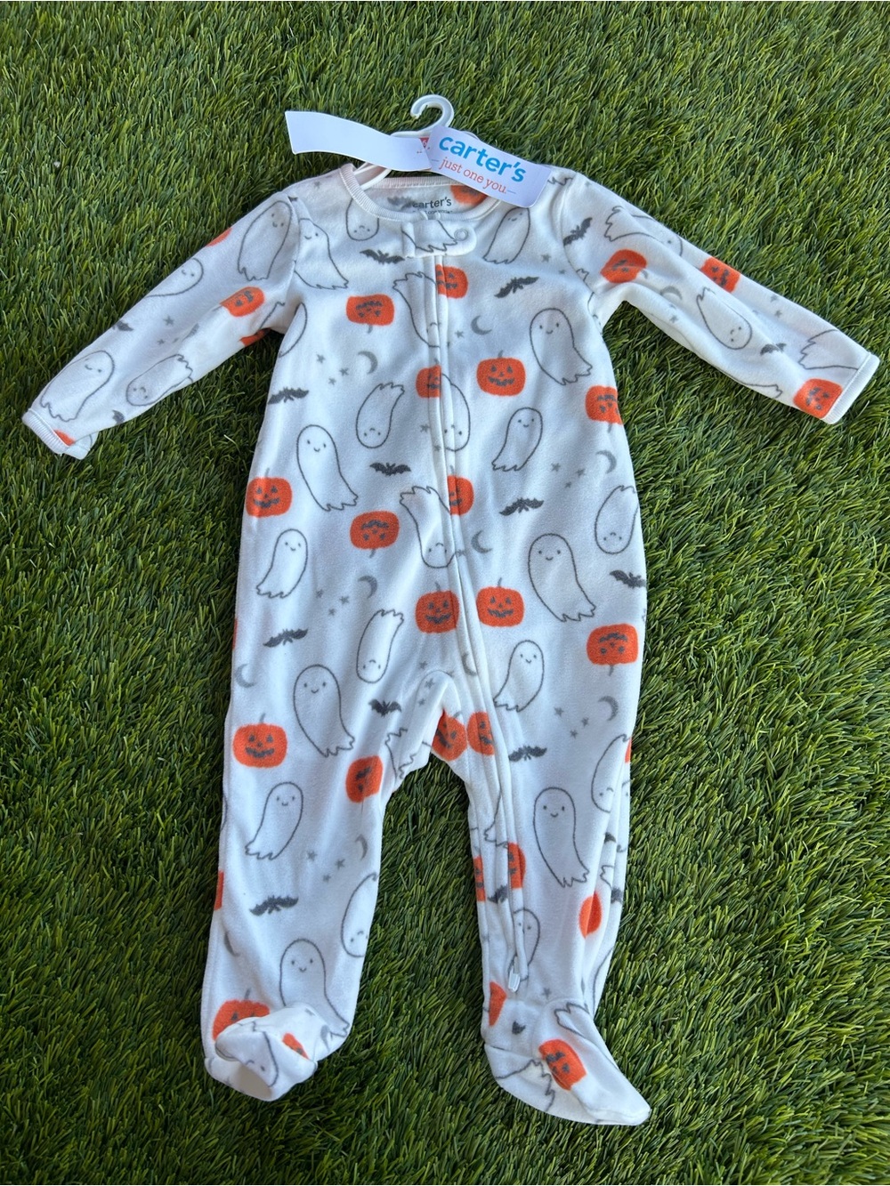 Cartier White Halloween Ghost & Orange Pumpkin Printed Sleep Sack